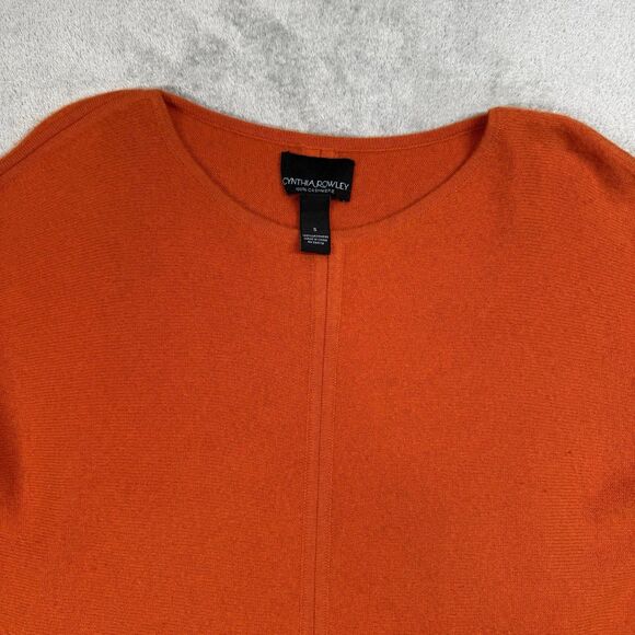 Cynthia Rowley Sweater Women’s Small Orange Cashmere Round Neck Kimono Sleeve - Picture 4 of 7